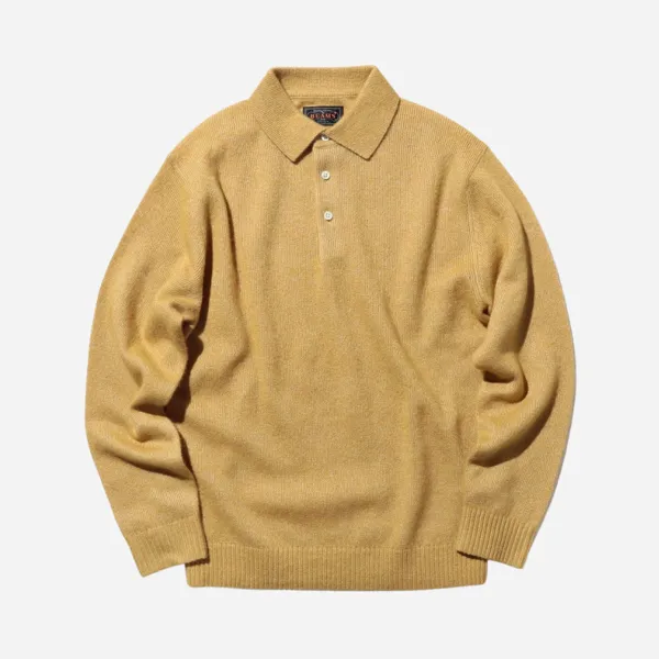 Beams Plus 9G knit polo, Gold, product photo